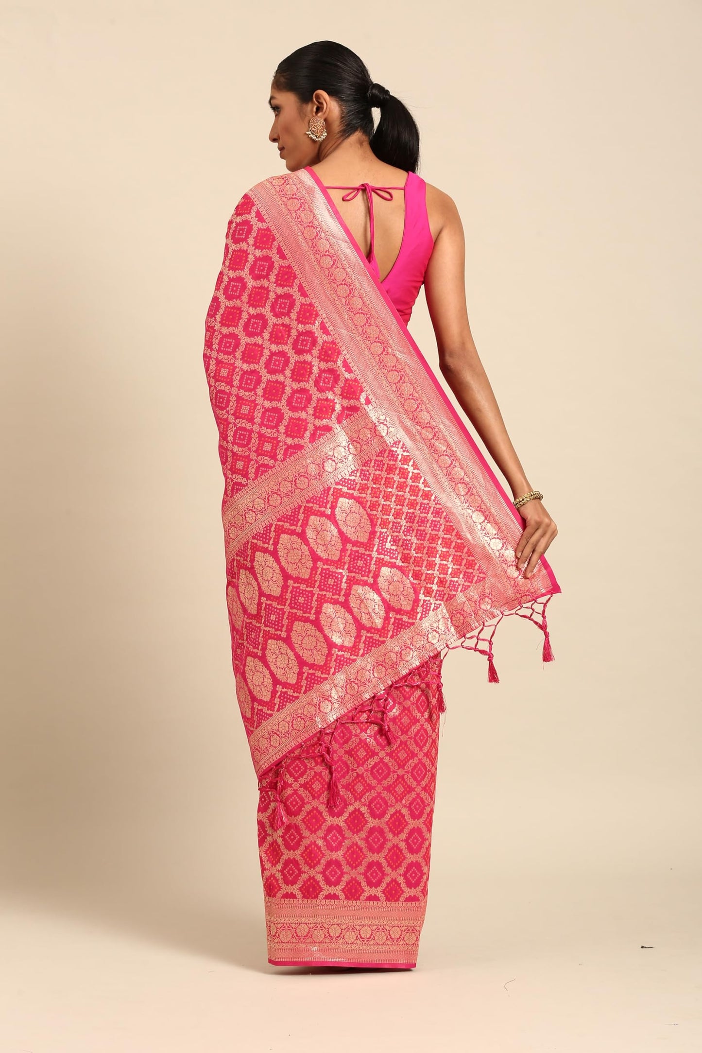 MOHEY Women's Rani Art Silk Weave Saree (RANI)