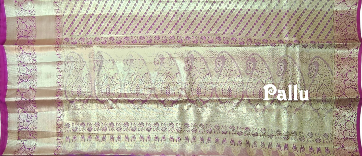 VFCollections Women's Kanchipuram Silk Pure Pattu Sarees With Blouse (VFC245-9)