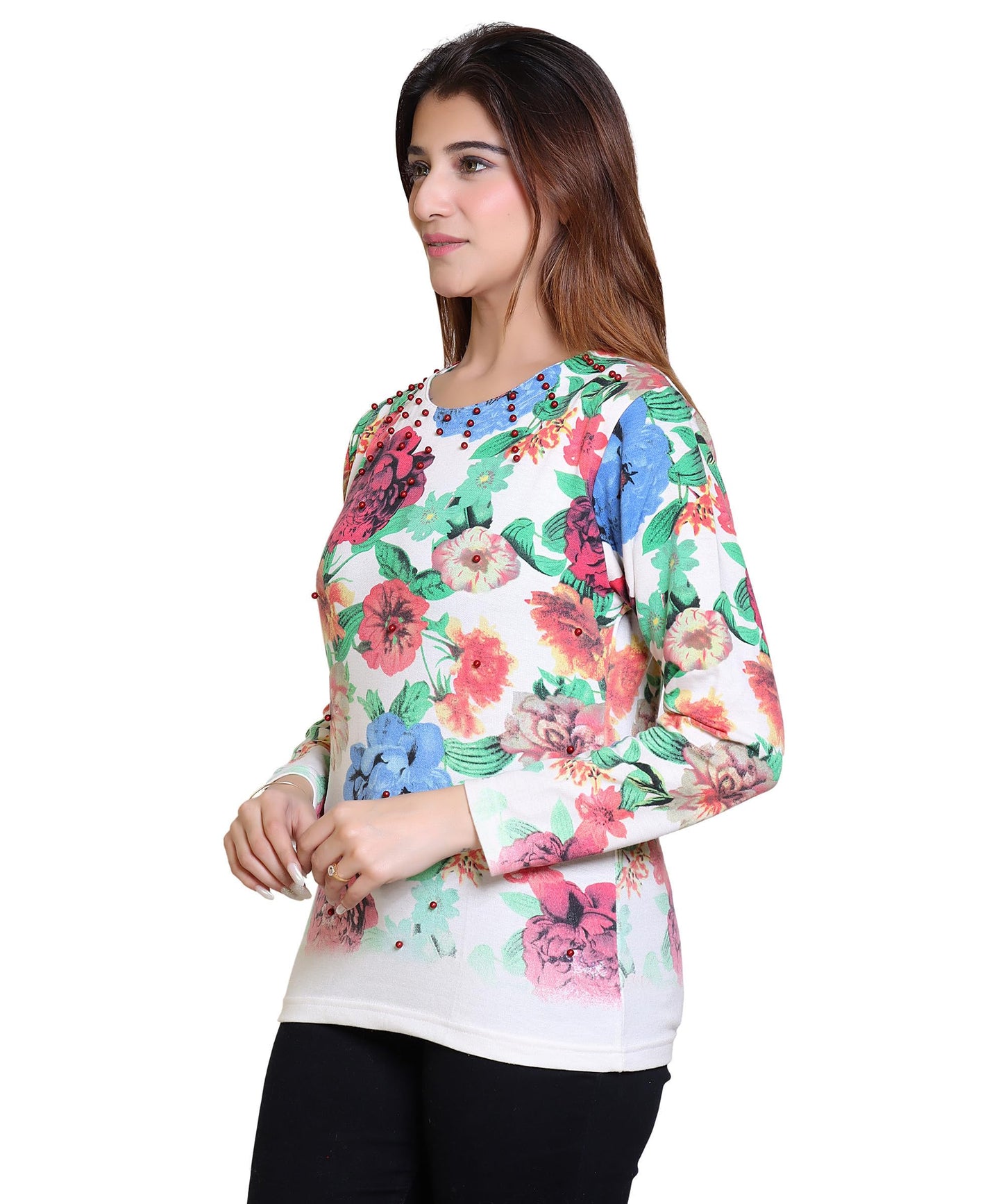Grand Line Women's Woolen Winter Wear Warm Pull on Full Sleeve Round Neck Round Neck Top for Women | Size: Suitable for L and XL |White | GL0033White_1