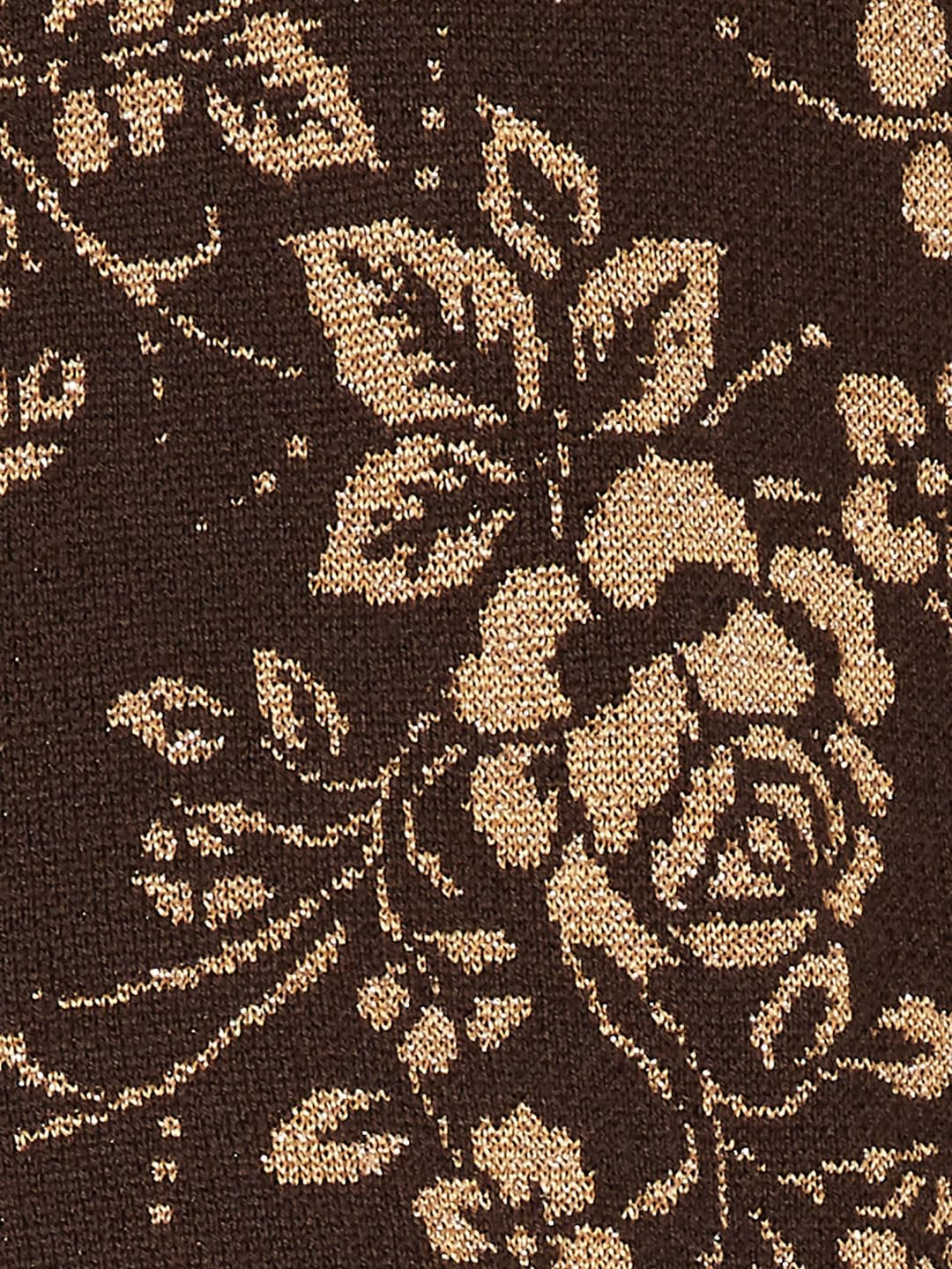 Max Women Floral Knit Straight Kurta (Brown_XXL)