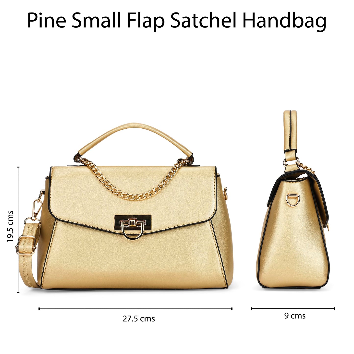 Lavie Luxe Women's Pine Flap SmallSolid Colourblock Satchel Handbag for Women | Satchel Bag for Work | Ladies purse | Stylish Shoulder Bag | Ladies Gift