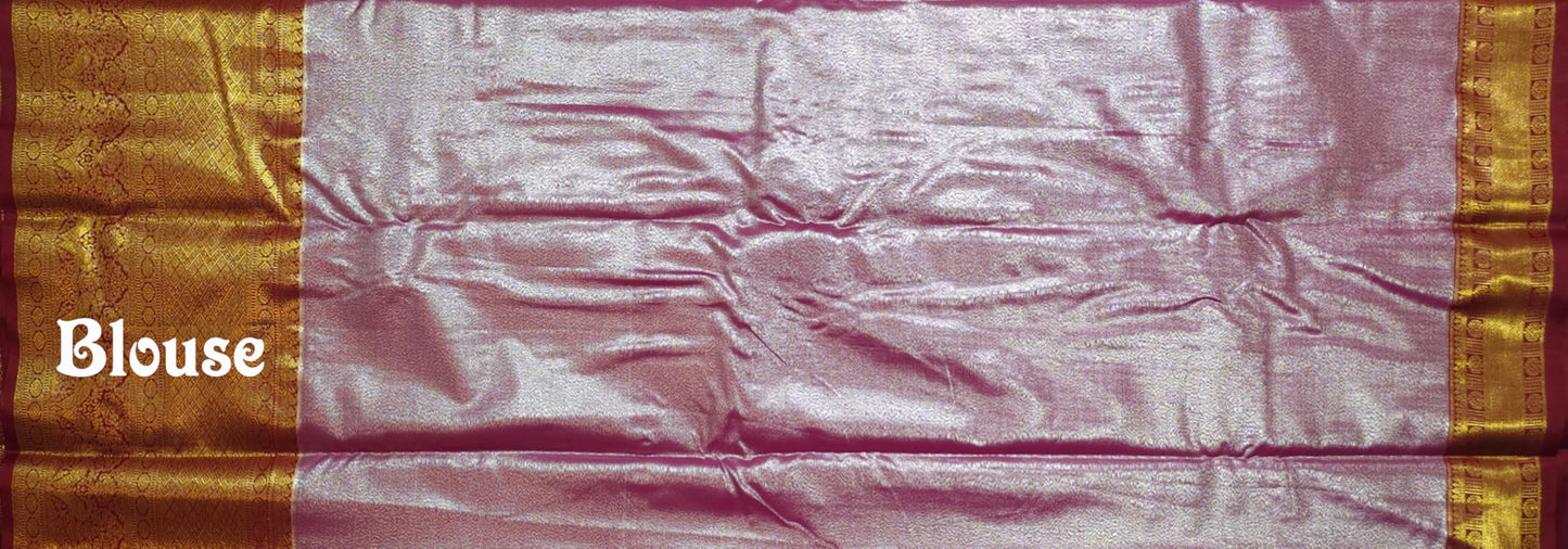 VFCollections Women's Kanchipuram Silk Pure Pattu Sarees With Blouse (VFC638-2)