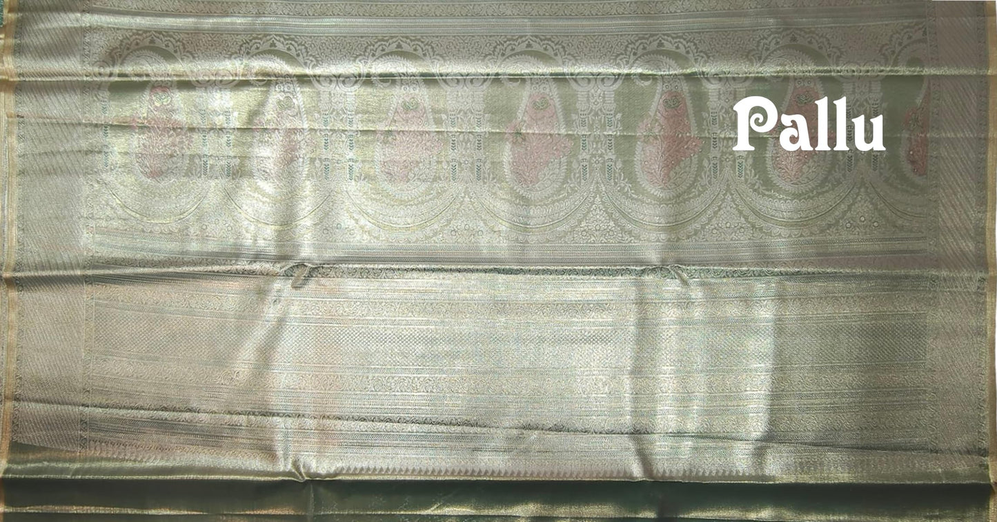 VFCollections Women's Kanchipuram Silk Pure Pattu Sarees With Blouse (VFC629-2)