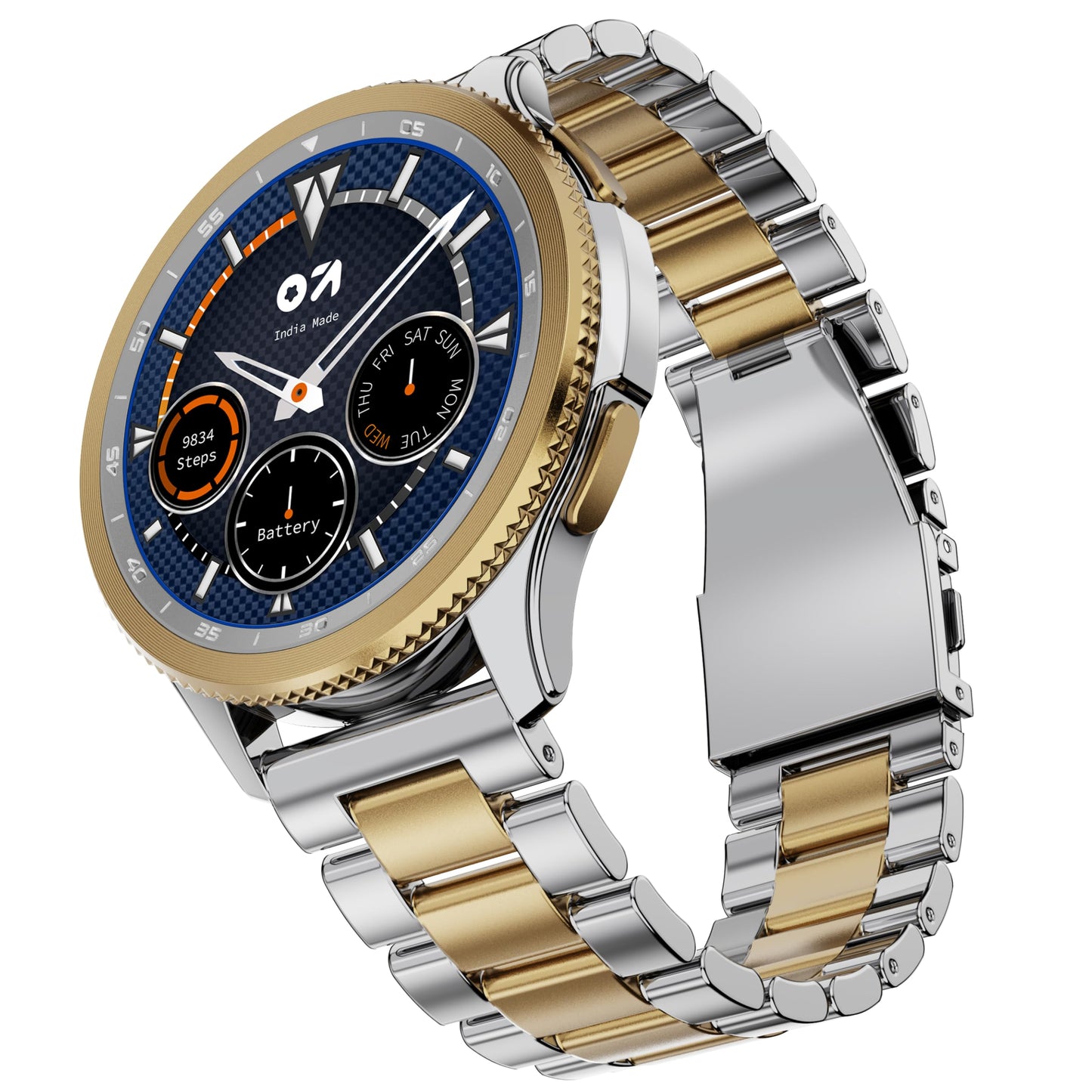 GOBOULT Newly Launched Pyro Smartwatch 1.43'' AMOLED Screen, BT Calling 5.3, 600 Nits Brightness, IP68, 150+ Watchfaces, 120+ Sports Modes, AI Voice Assistant, SpO2 Monitoring (Platinum Gold)