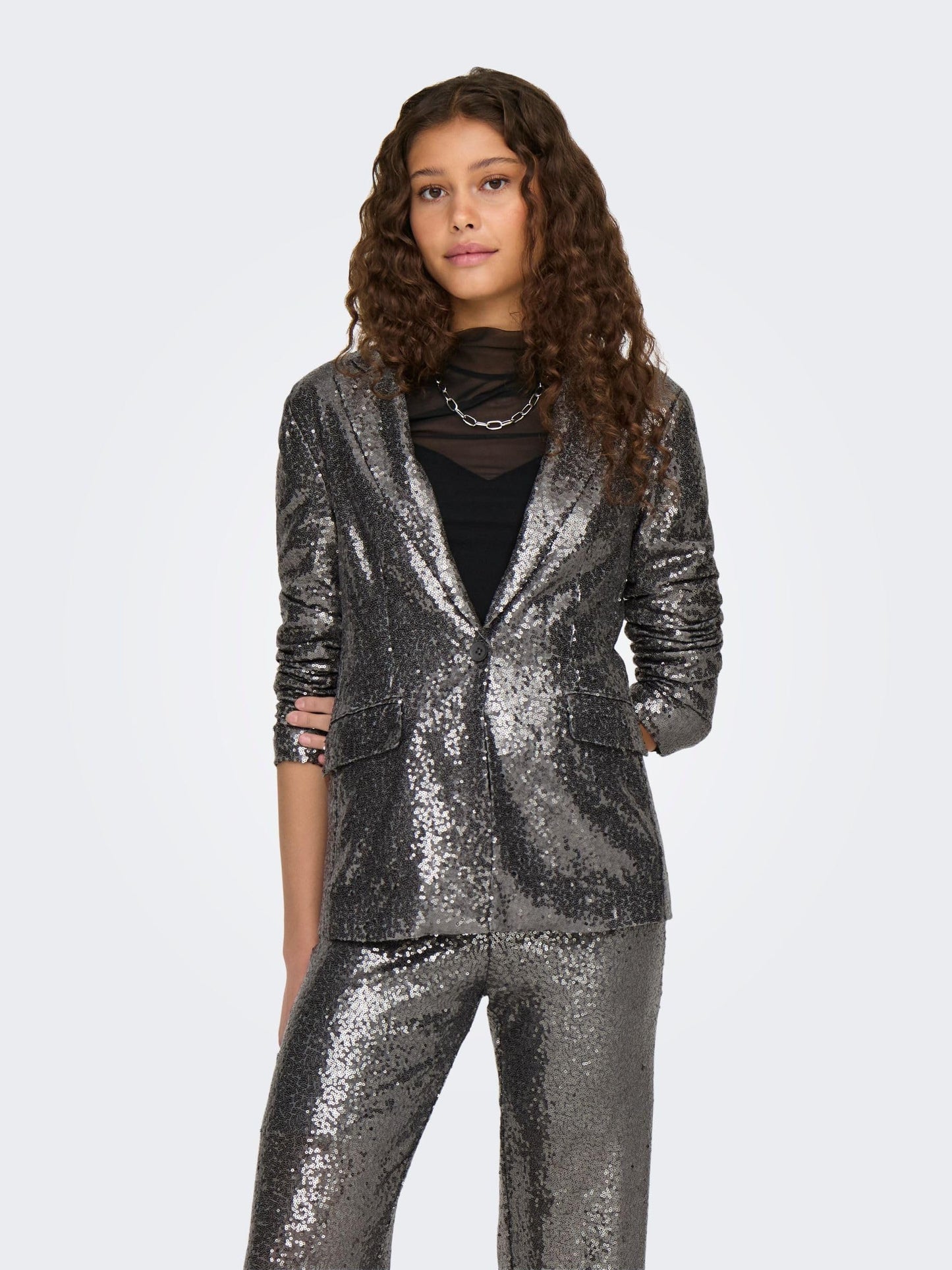 ONLY Women Tailored Fit Silver Blazer