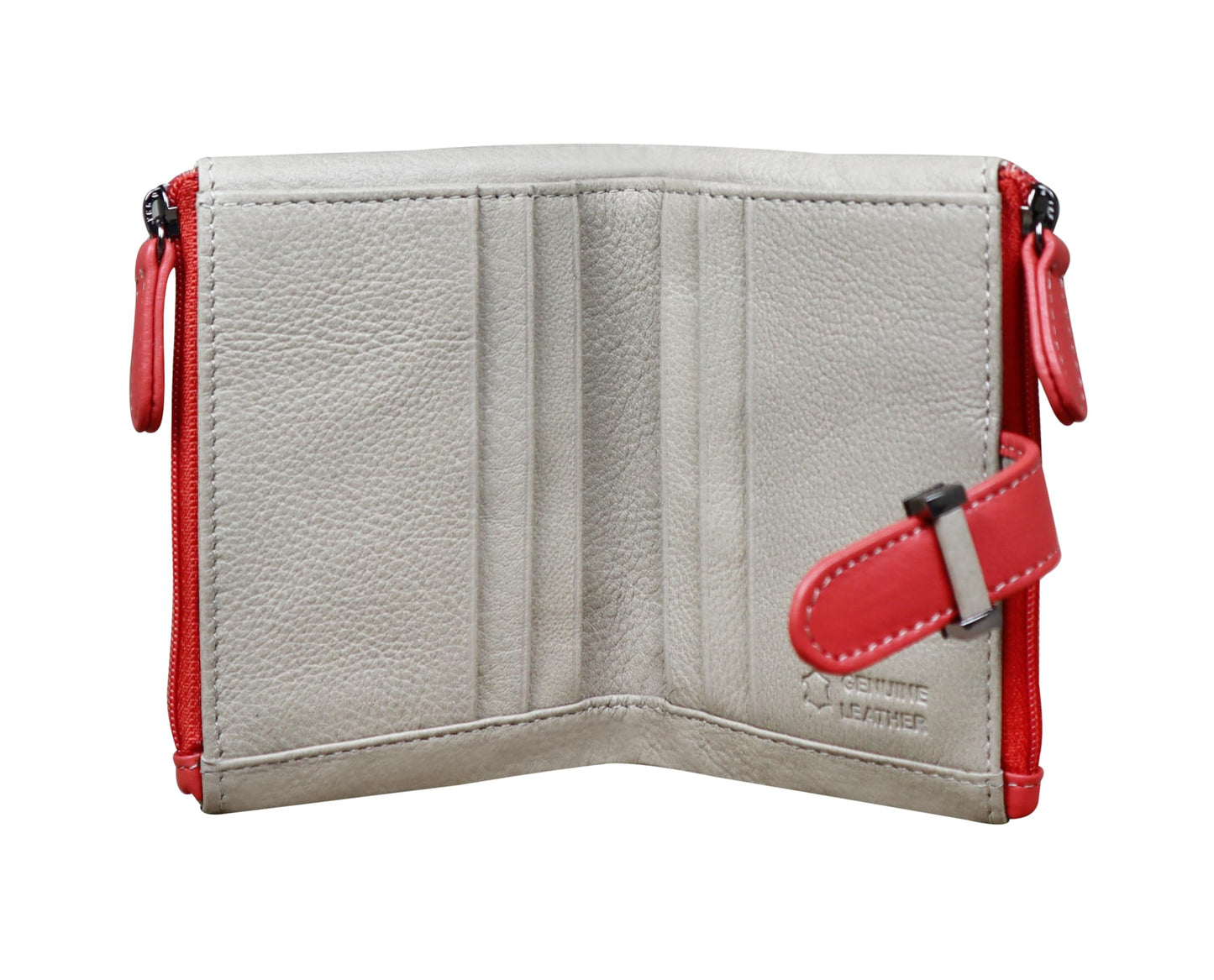 Calfnero Women's Genuine Leather Wallet-Long Purse Wallet with Multiple Card Slots, Zip Pocket and Note Compartment (Rose-Taupe)