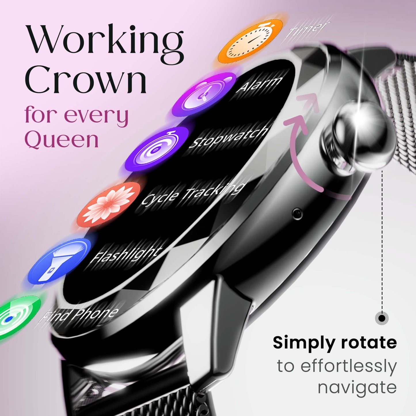 GOBOULT Newly Launched Alora Smart Watch 1.19'' AMOLED Display, BT Calling, Rotating Bezel, 150+Watchfaces, 800 Nits Brightness, AI Voice Assistant, SpO2 Monitoring, 120+ Sports Mode (Silver)