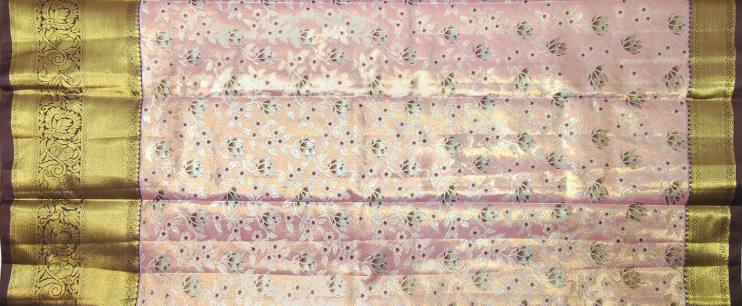 VFCollections Women's Kanchipuram Silk Pure Pattu Sarees With Blouse (VFC124-3)