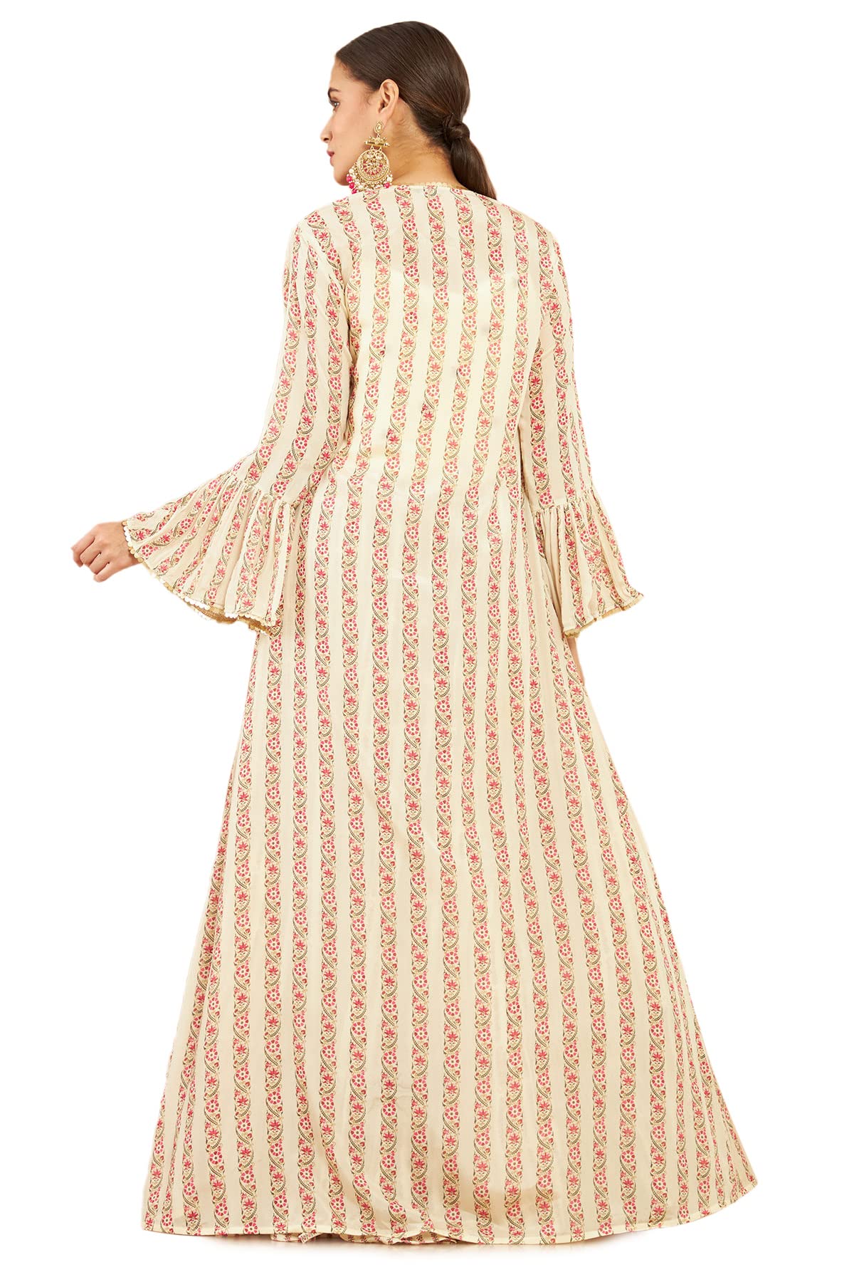 Soch Beige Art Silk Jacket Style Gown