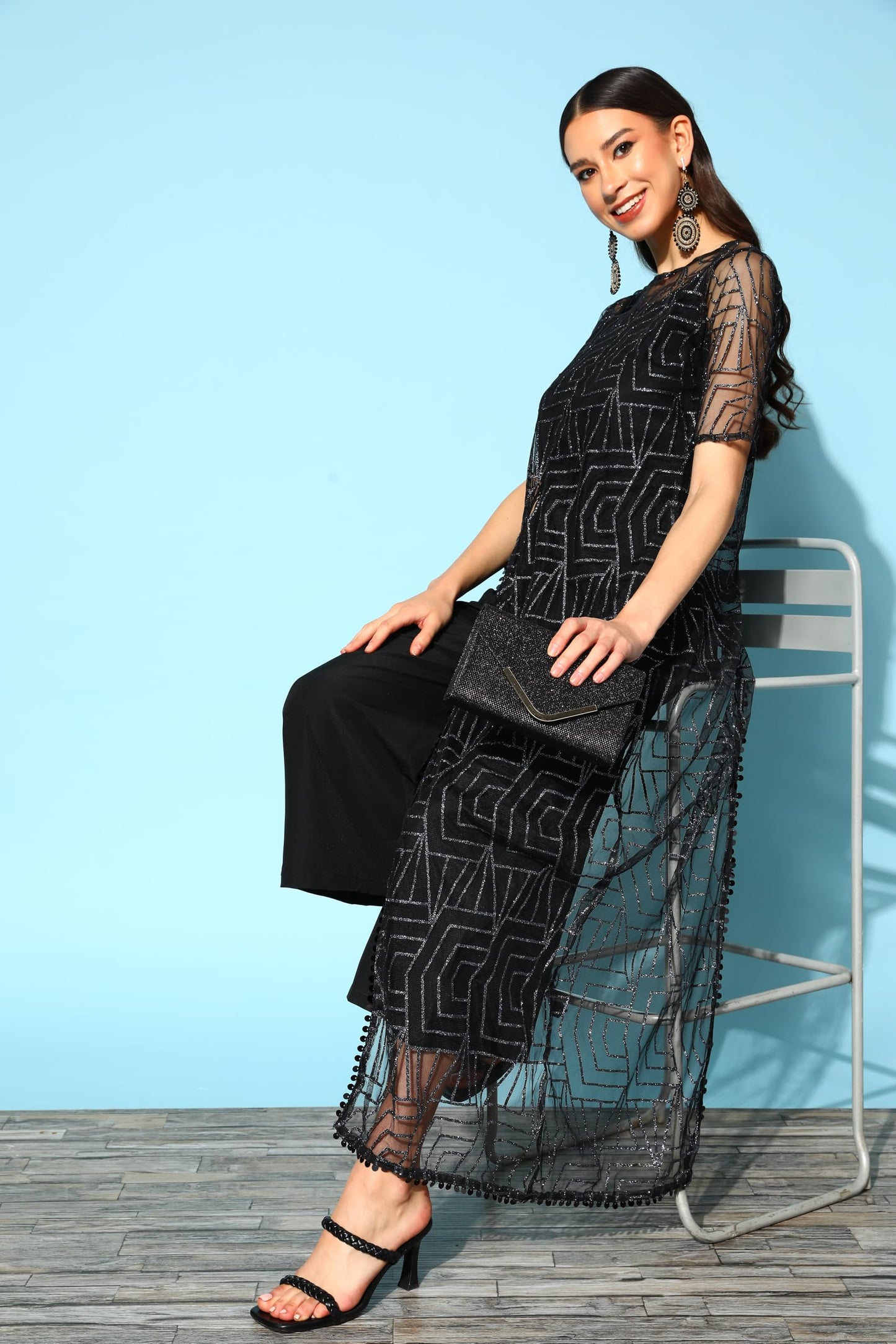 Ahalyaa Black Color Polyester Printed Jumpsuit