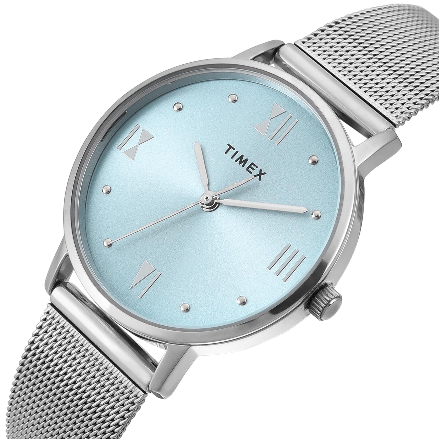 TIMEX Analog Watch for Women with Blue Round Dial & Silver Stainless Steel Bracelet Band Water Resistant Women's Wrist Watches - TWEL15623