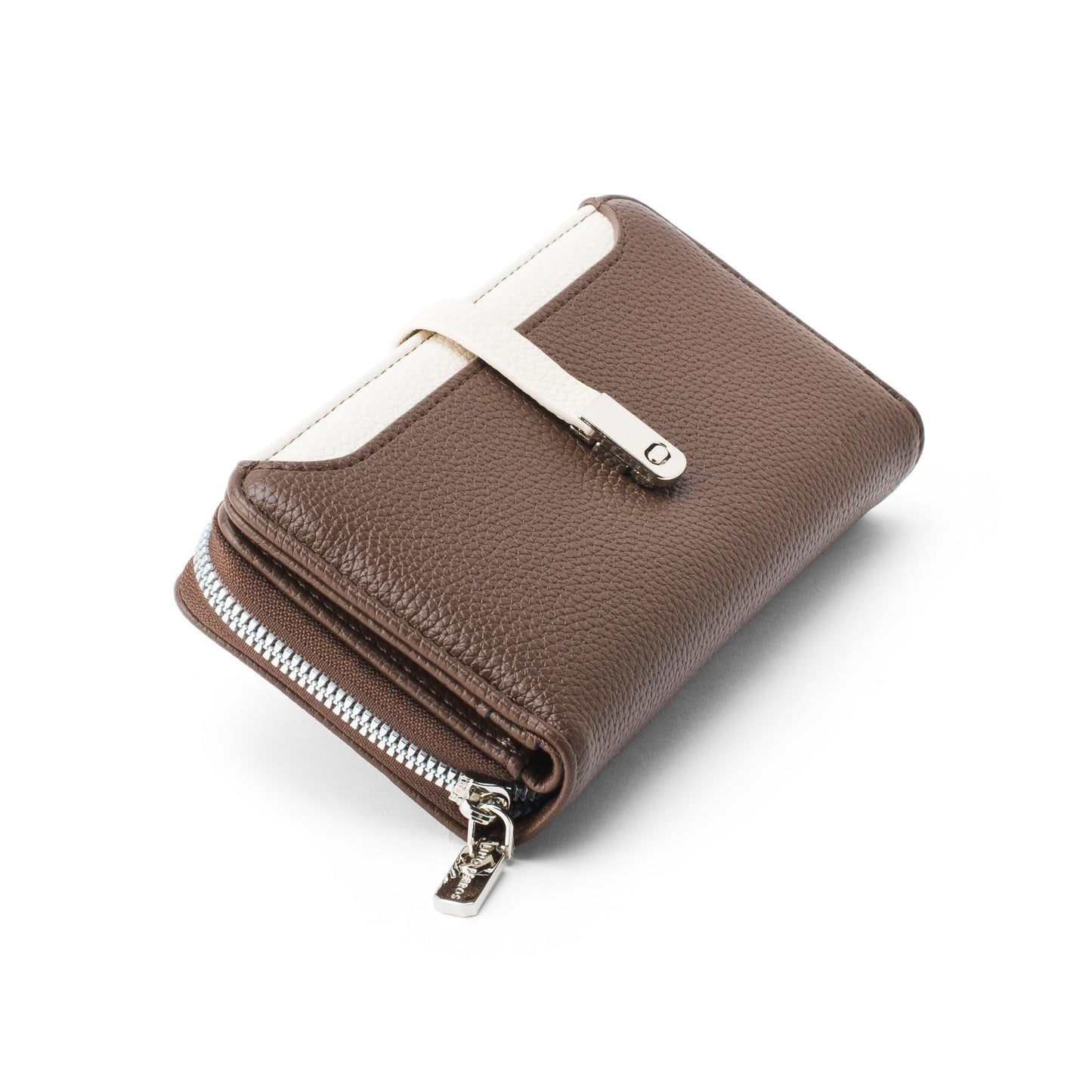 Lino Perros Womens Faux Leather Avril Dual Tone Coffee Functional Wallet