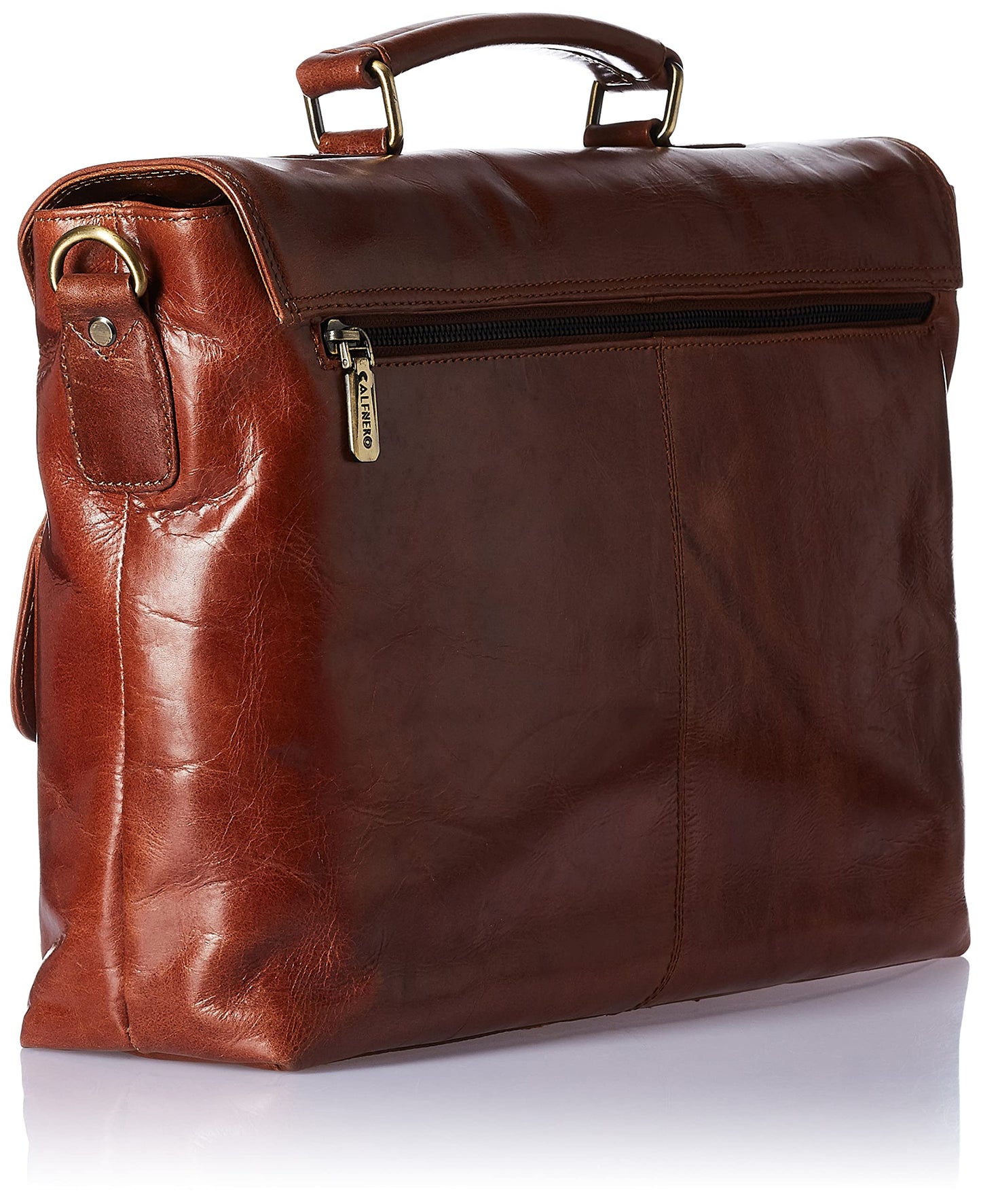Calfnero Leather 39 cms Cognac Messenger Bag (K-177-Cognac)
