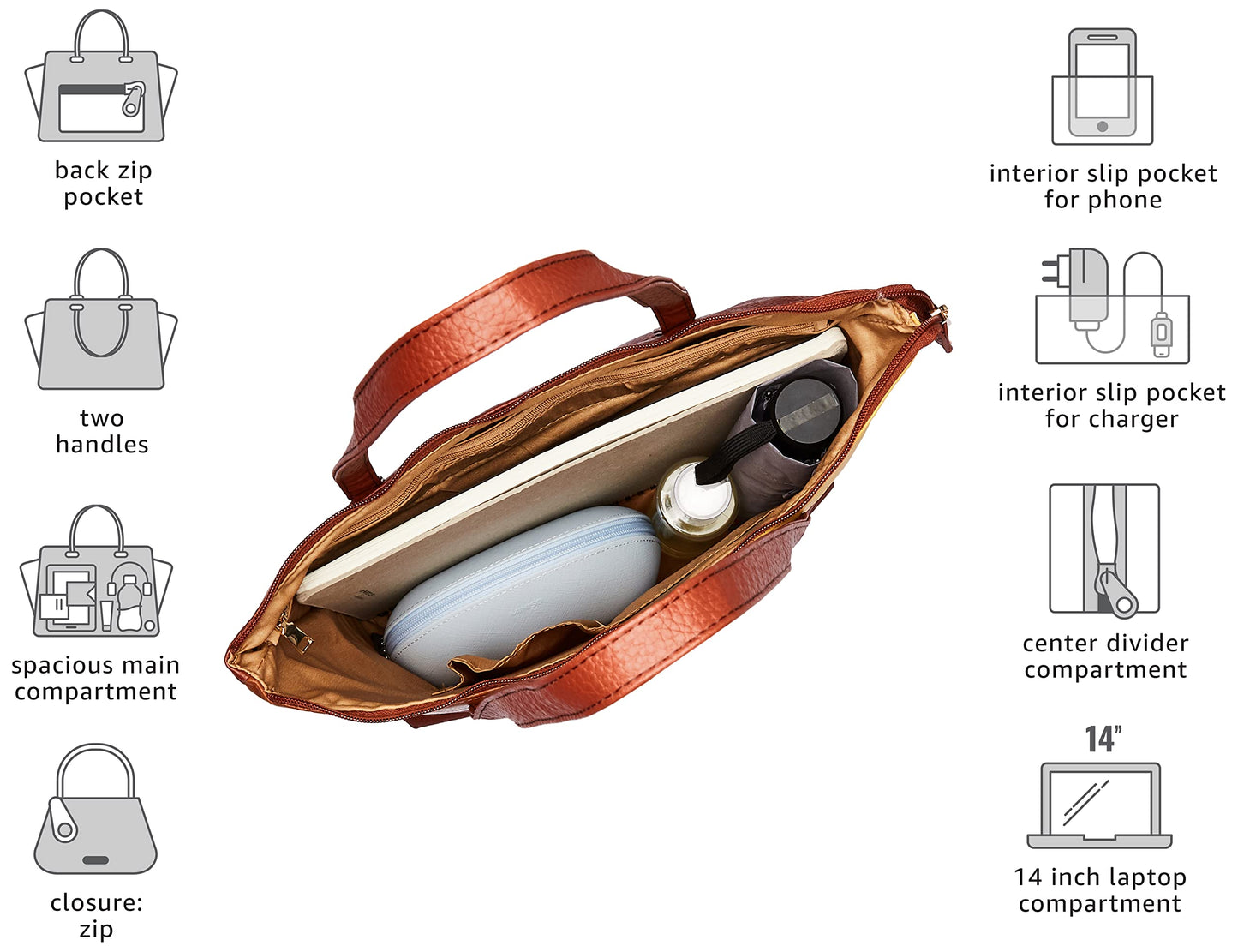 Caprese womens KIRA T Large TERRACOTTA Tote Bag