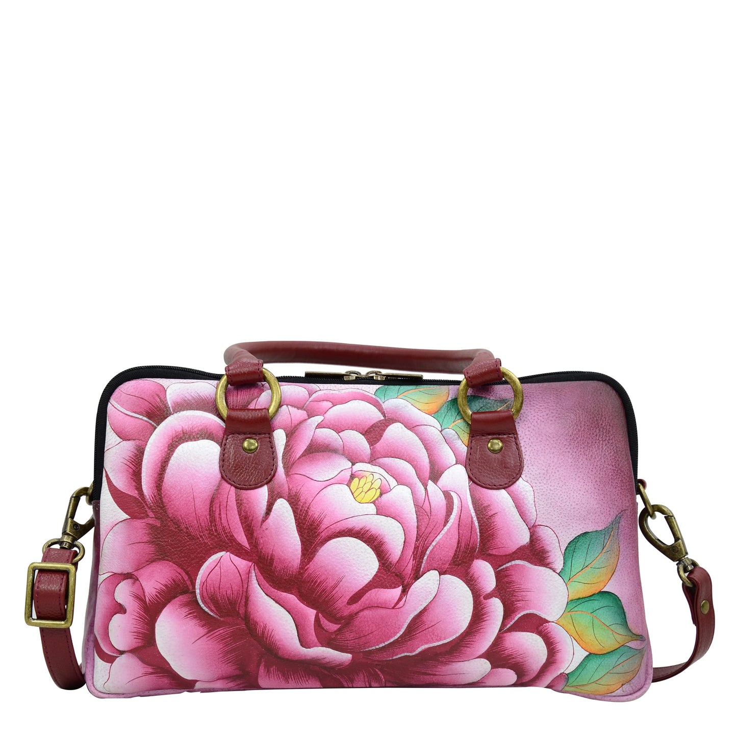 Anna by Anuschka Satchel Handbag-Leather, Precious Peony