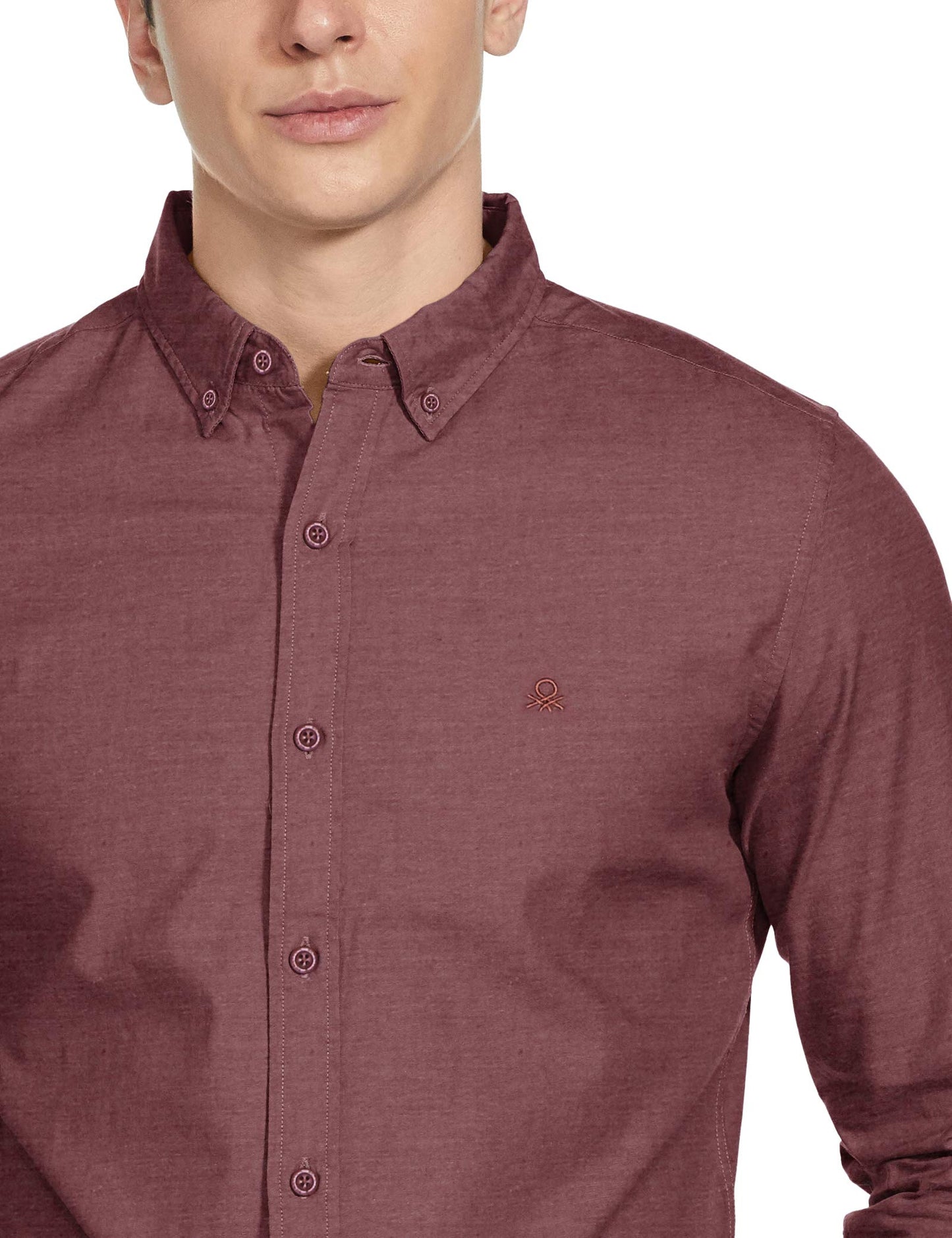 United Colors of Benetton Men's Slim Shirt (5NS01U008I_Maroon XL)
