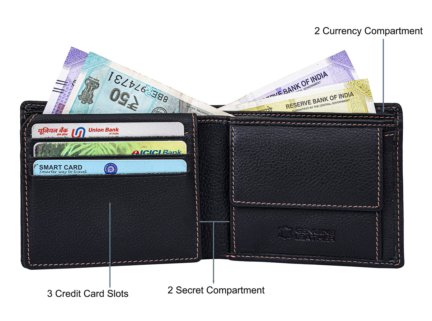 URBAN FOREST Charlie Black Leather Wallet for Men