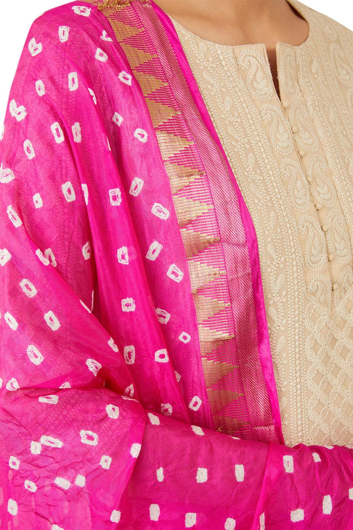Soch Women Pink Polka Dot Dupatta