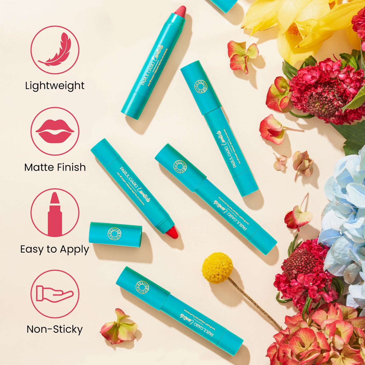 Parul Garg Beauty Creamy Matte Lip Crayon | Soft Matte & Hydrating Formula with Almond Oil & Vitamin E | Rich Pigment & Comfortable Wear | 100% Vegan (Show Stopper 12)