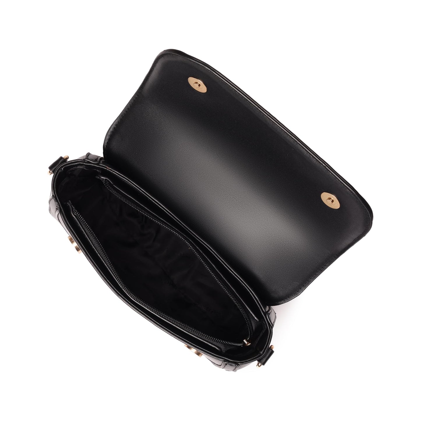 Fastrack Sherpa-Panel Sling Bag for Women | Faux Leather Crossbody with Zipper Closure, Gold Hardware and Detachable Strap | Compact Textured Bag for Casual and Evening Outfits