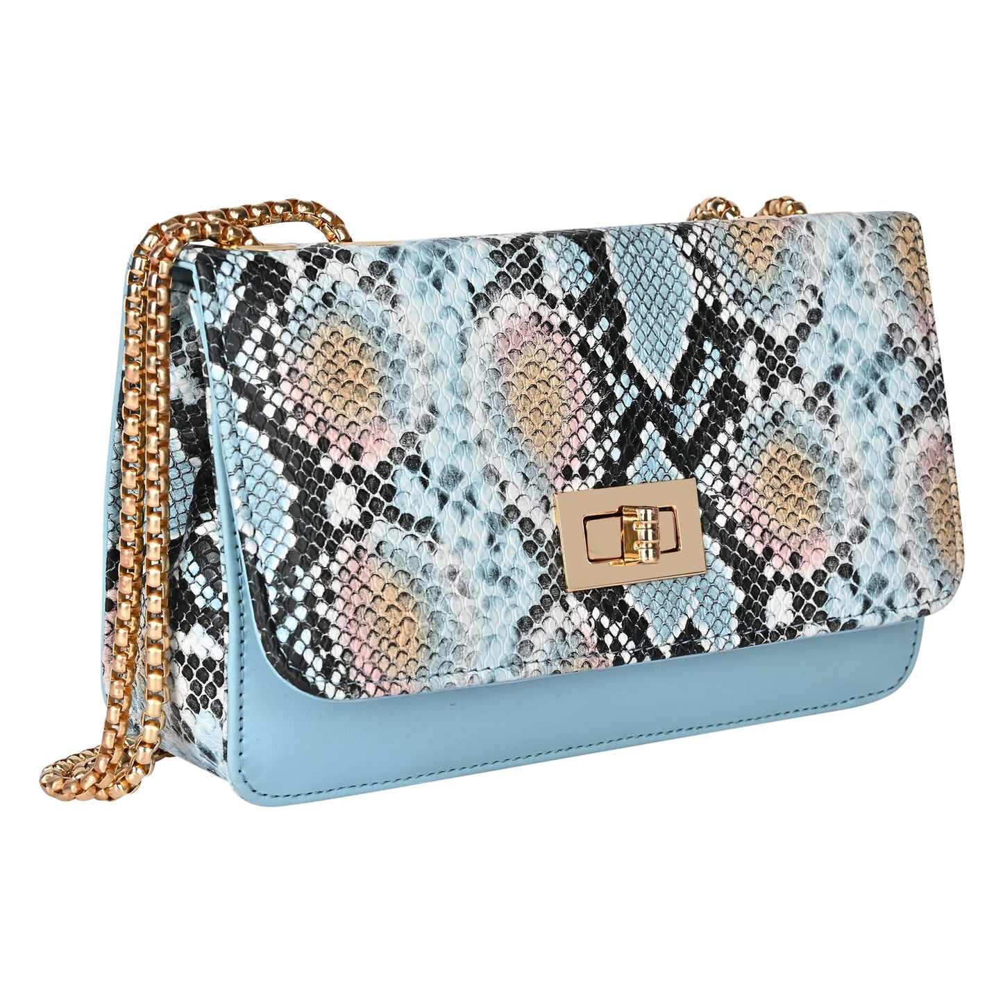 Pramadda Pure Luxury LUXE Sling Bags for Women Stylish | Ready To Go Trendy Side Crossbody Shoulder Sling Purse for Girls | Snake Print, Solids, Top Grain Texture Vegan Leather. (Snake Blue)