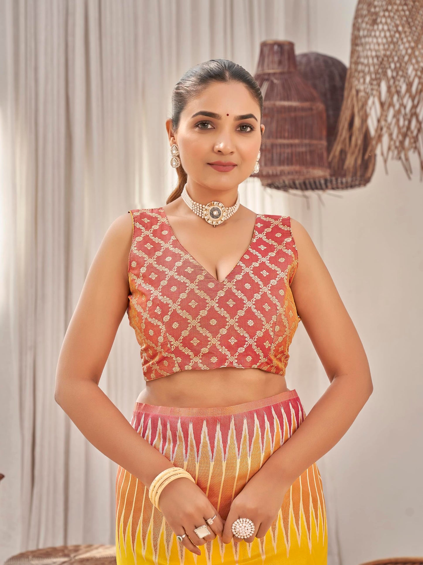 MANOHARI Women's Most Trendy Banarasi Soft Silk Woven Yellow Saree With Heavy Jacquard Work Saree With Blouse Piece_MN2002
