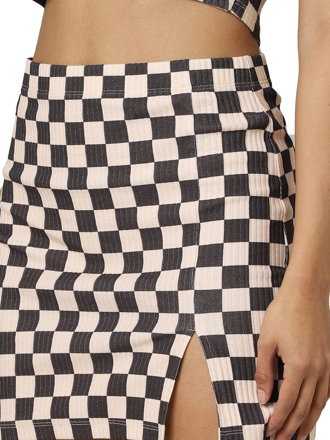 Only Cotton Blend Western Skirt Beige