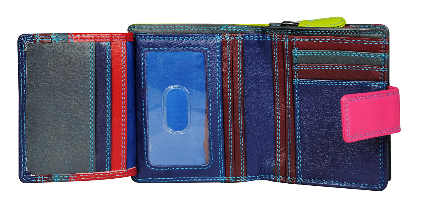 Women's Genuine Leather Wallet-Long Purse Wallet with Multiple Card Slots, Zip Pocket and Note Compartment (Green)