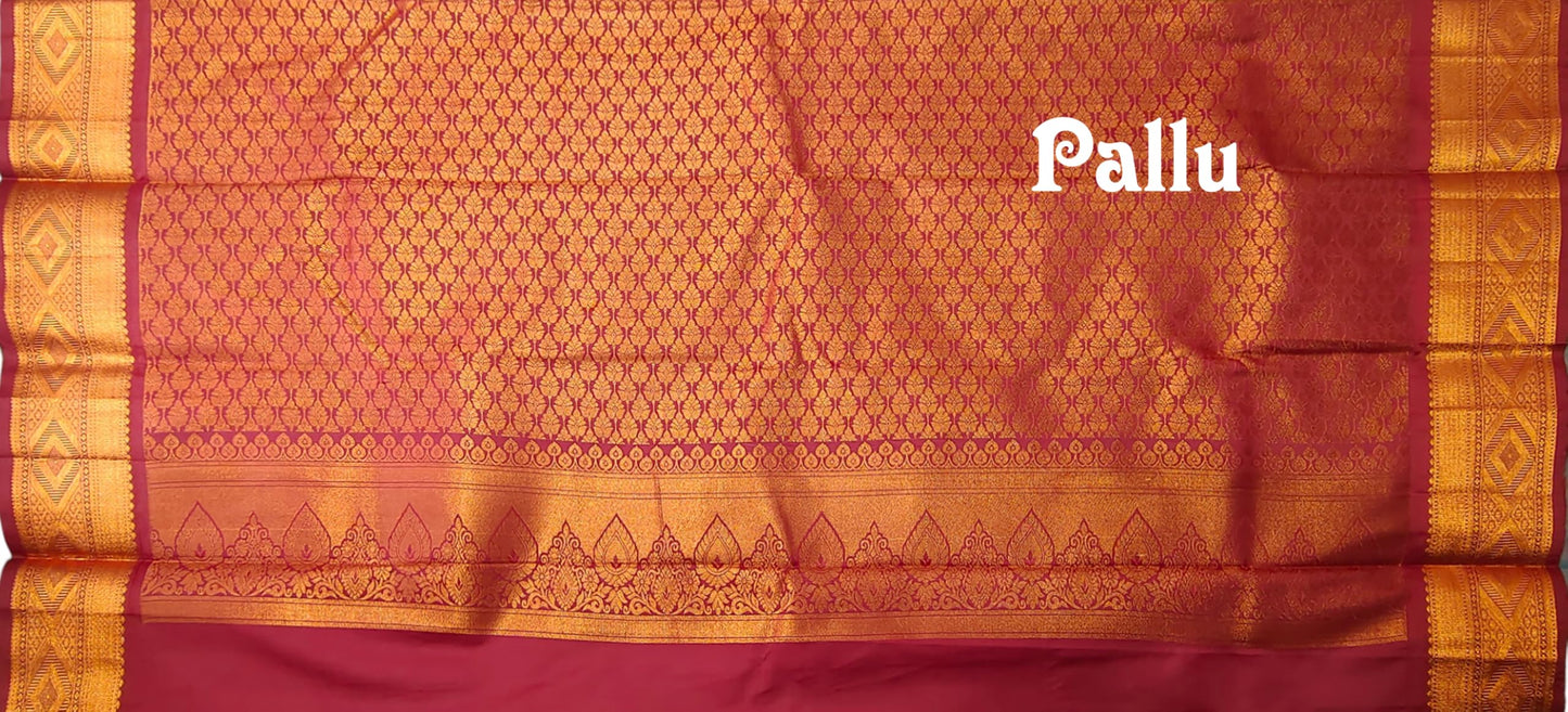 VFCollections Women's Kanchipuram Silk Pure Pattu Sarees With Blouse (VFC249-4)