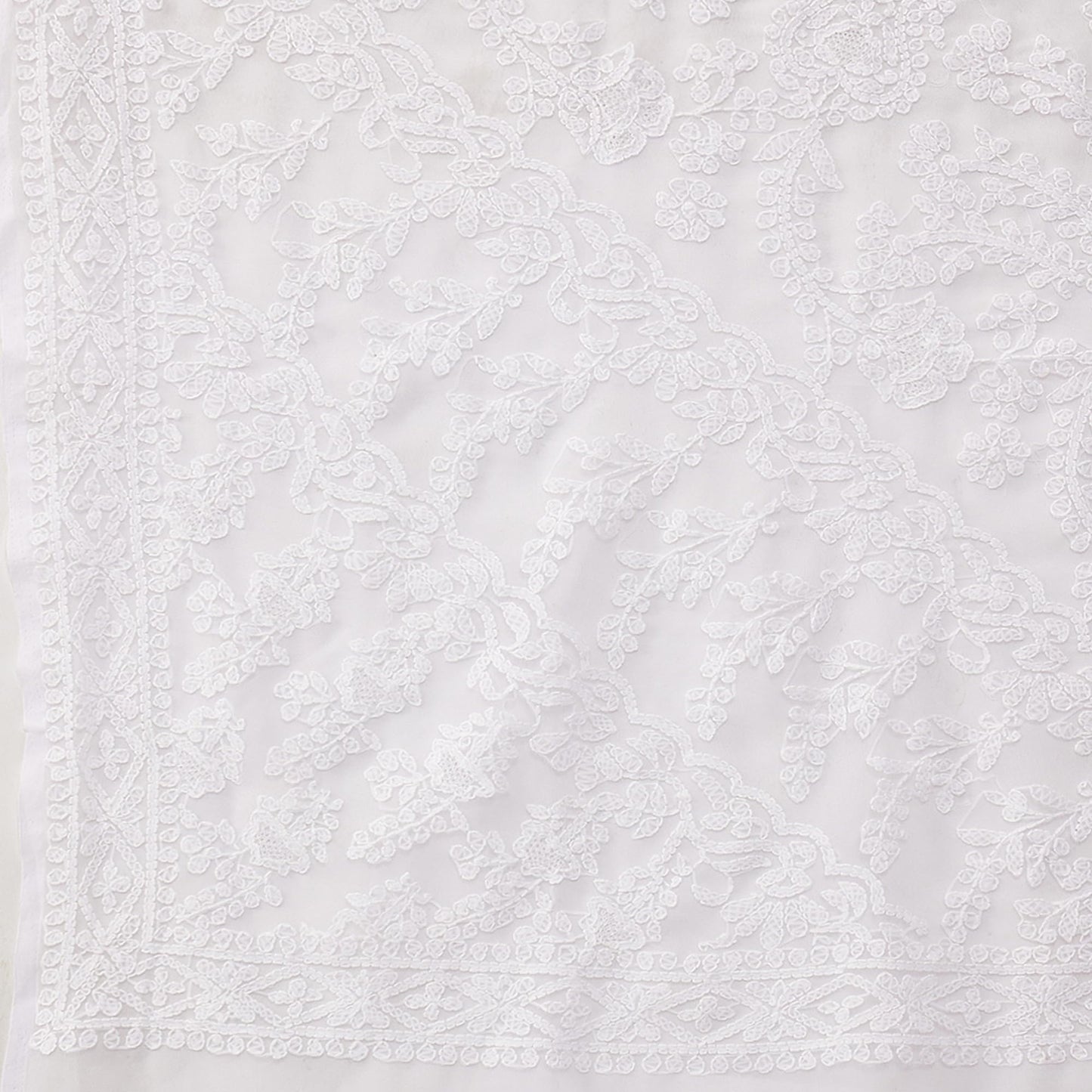 Ada Women's Handmade Lucknow Chikankari White Georgette Saree with Unstitched Blouse A129574