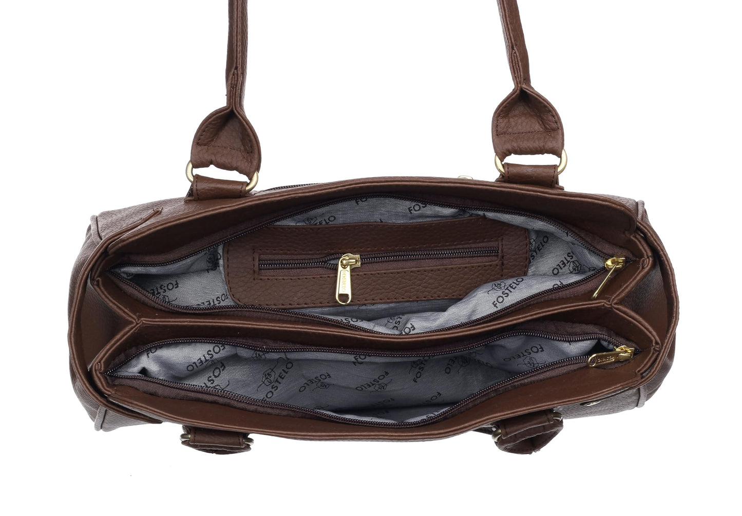 Fostelo Women's Feathers Satchel Tote Handbag for Women | Tote Bag for Work | Ladies Purse | Stylish Shoulder Bag | Gift For Women | Brown