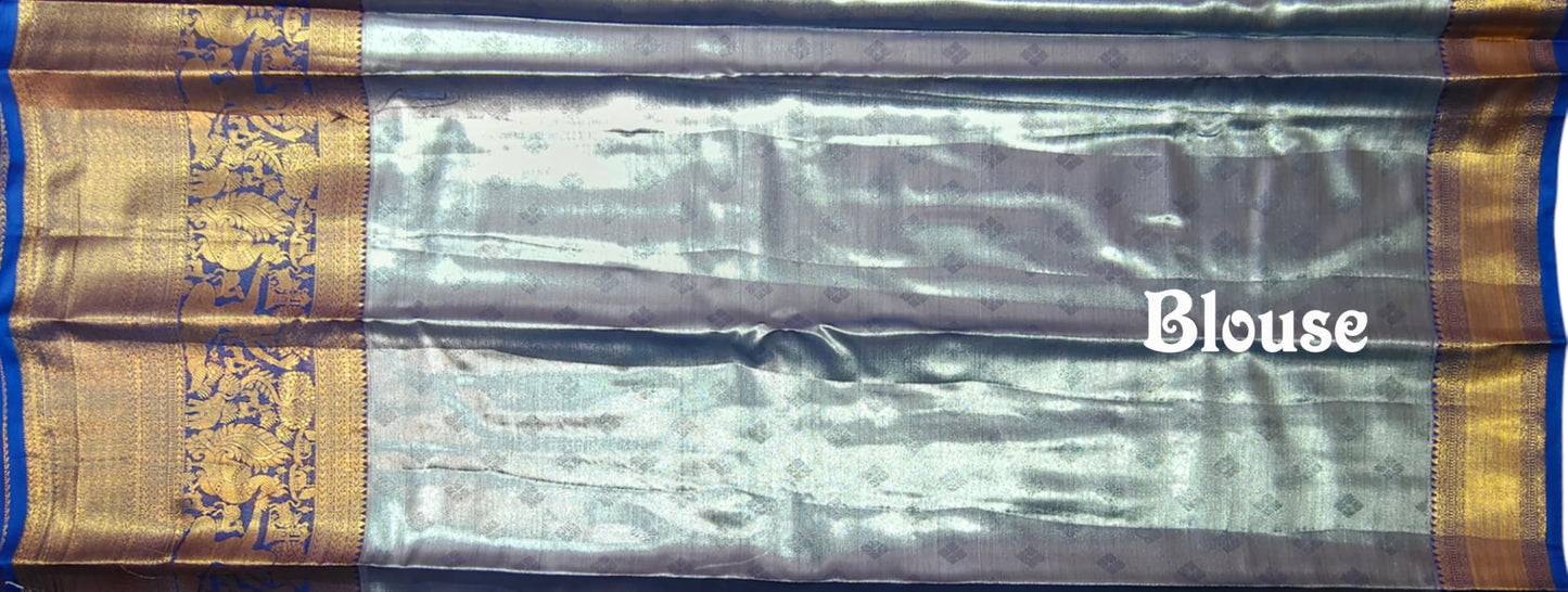 VFCollections Women's Kanchipuram Silk Pure Pattu Sarees With Blouse (VFC635-1)