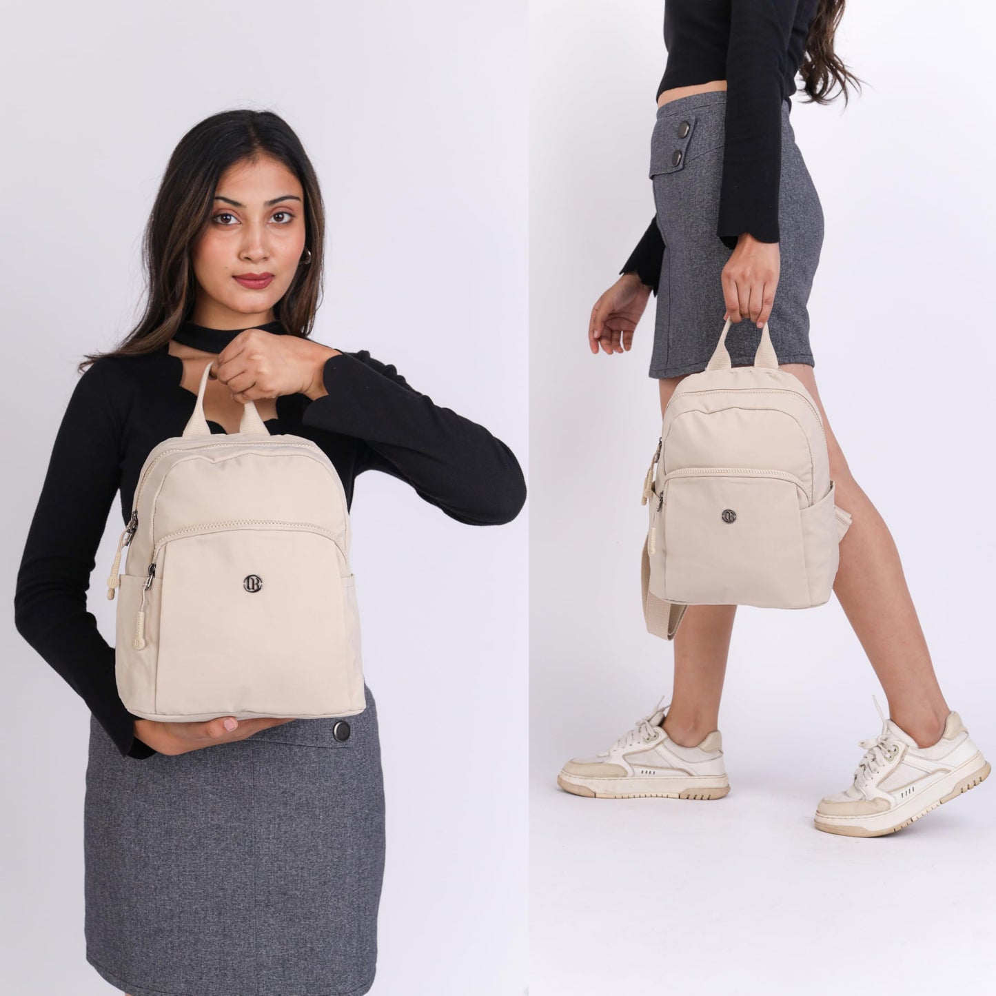 12o12 Women Travel Backpack, Multiple Pockets, Smart Organization, Lightweight Casual Daypack | Fashion Shoulder Sling Handbag Stylish for Travel, Work, Office, Picnic, Shopping College (Beige)