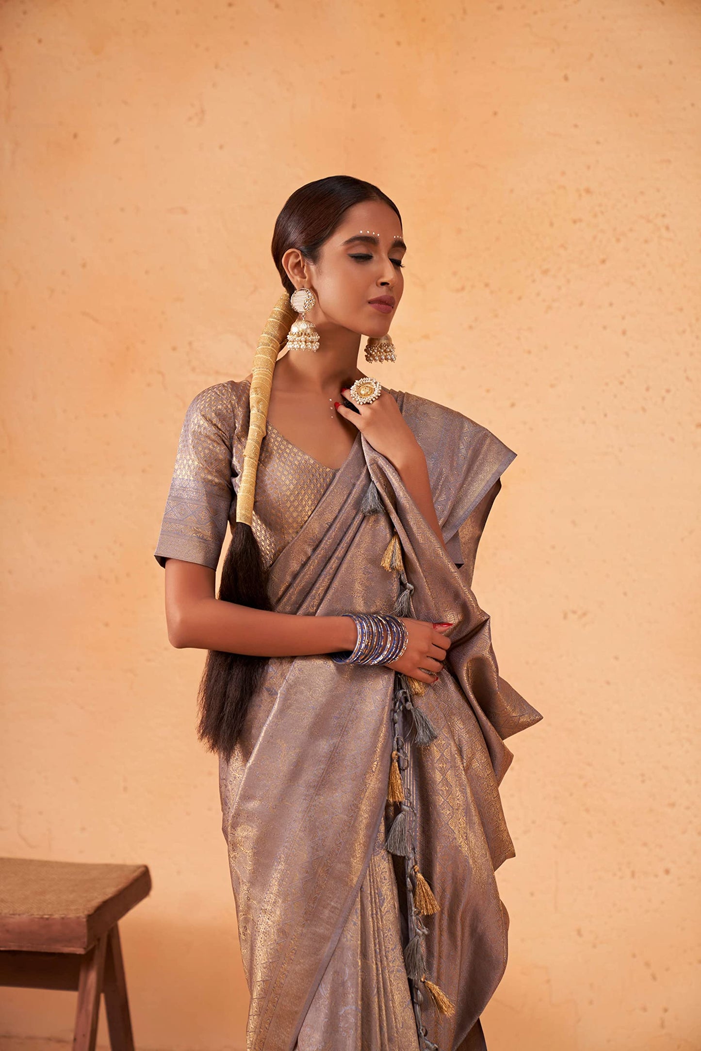 Vardha Women's Kanchipuram Art Silk Saree with Unstitched Blouse Piece - Tissue Zari Woven Work Sarees for Wedding (Abarna Silk_498)