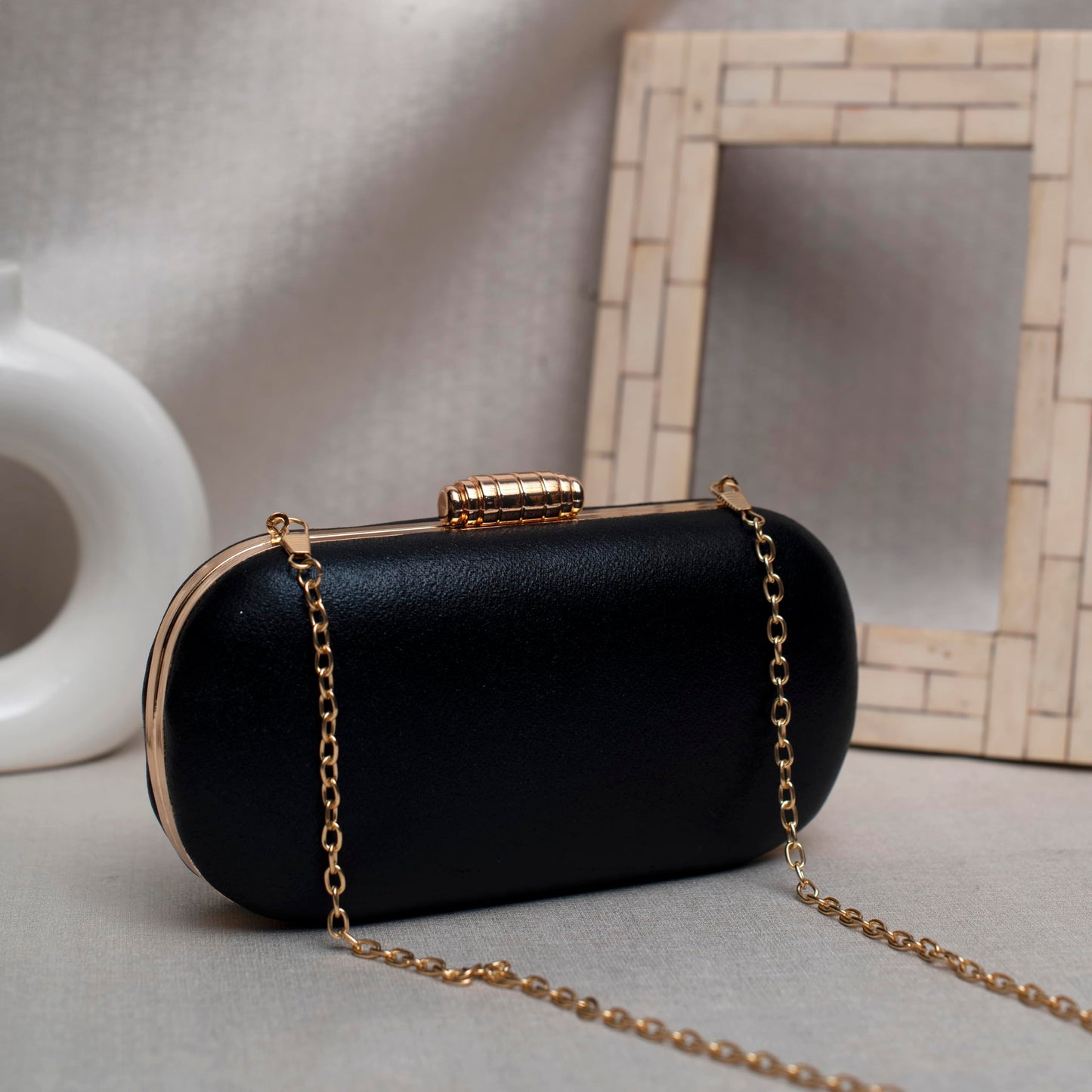 Artklim Shimmery Party Clutch Bag For Women (Black)