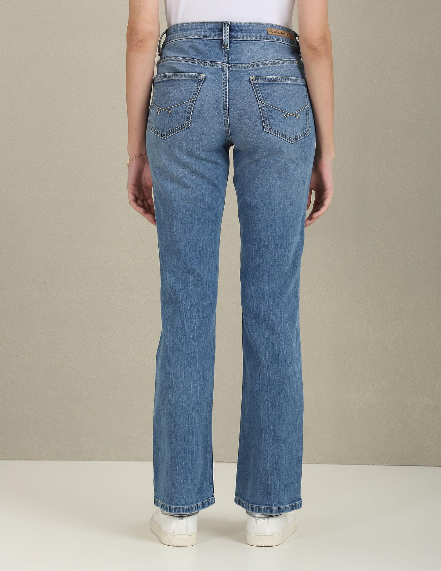 U.S. POLO ASSN. Women's Bootcut Fit Mid Rise Jeans (UWAW23JN031_Blue_32)
