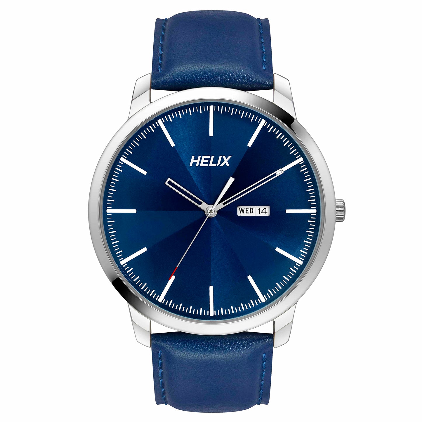 Helix by Timex Analog Watch for Man with Blue Round Dial & Blue Leather Strap Band Water Resistant Men's Wrist Watches - TW039HG13