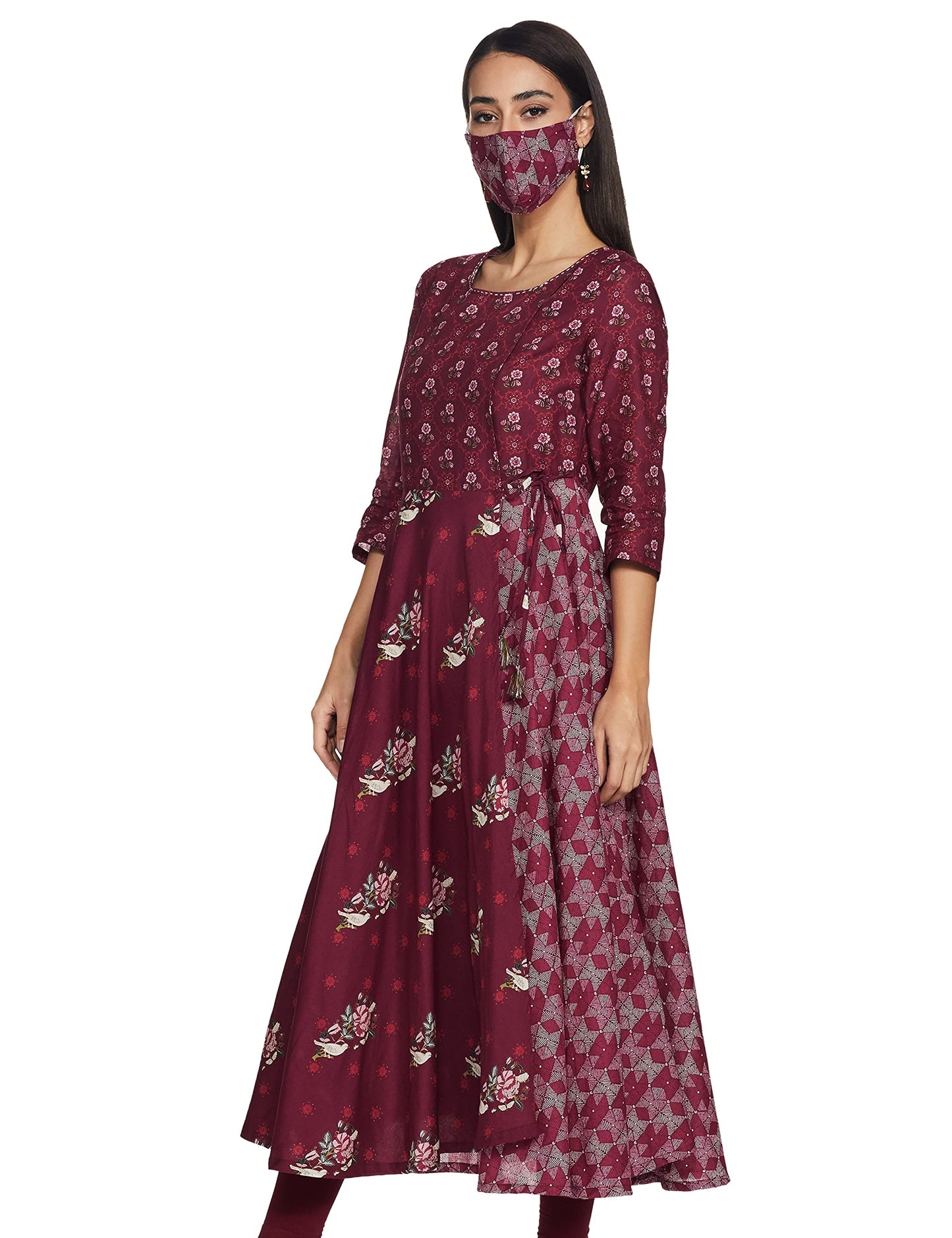 BIBA Women Printed Mix and Match(Casual D1299_Wine_42)
