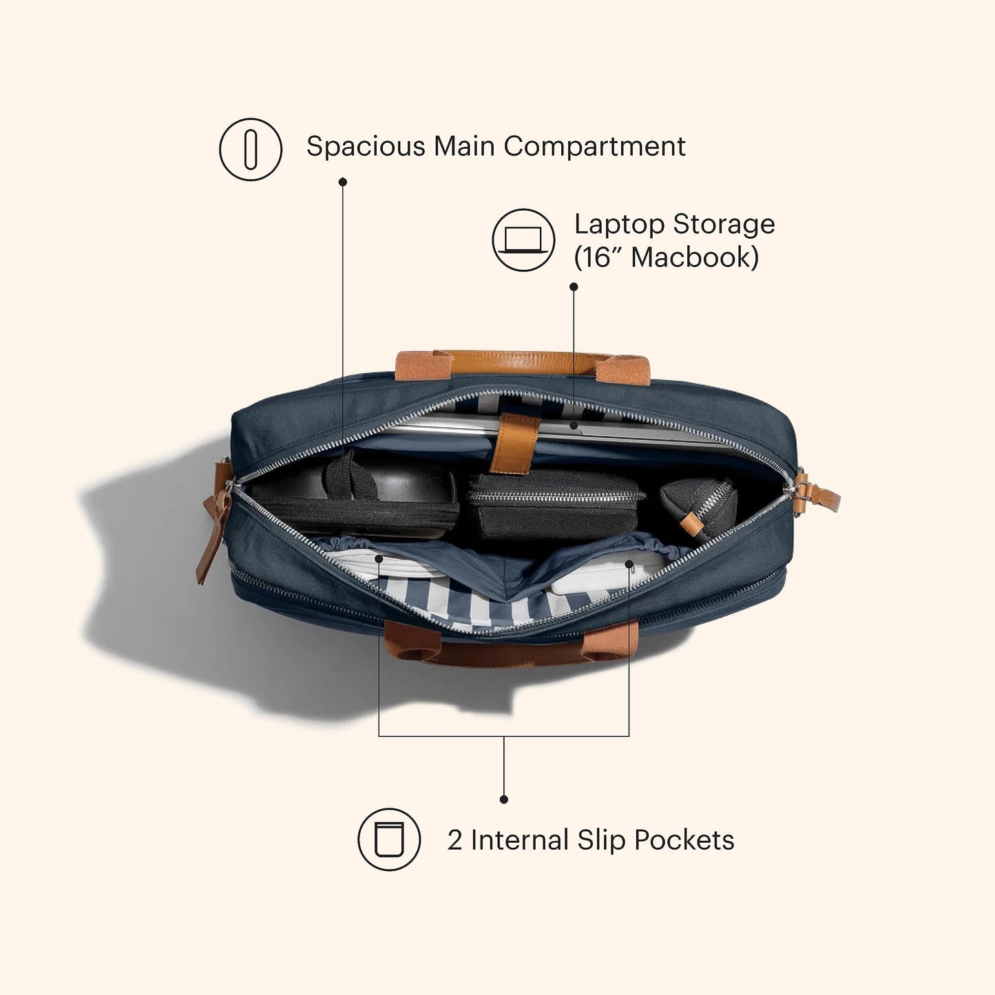 DailyObjects 100% Cotton Canvas Commute Laptop Messenger Bag for Men & Women | Travel Shoulder Handbag With Trolley Sleeve | Metal Zip Closure | Leather Handles | Padded Laptop Compartment For 16"