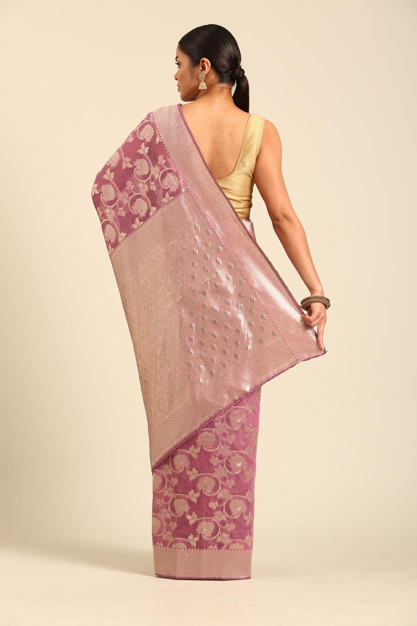 MOHEY Women's Art Silk Zari Weave Saree (Purple)