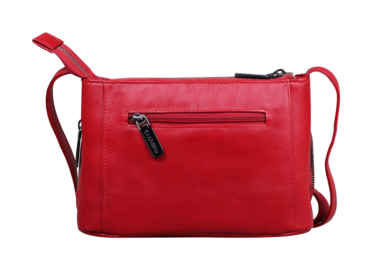 Women's Genuine Leather Sling Bag-Women's Casual College, Office Bag-Women's Cross Body Sling Bag by Calfnero (Red)