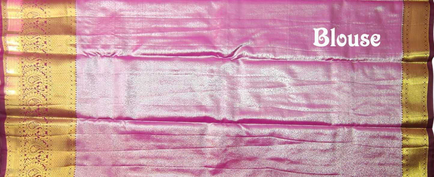 VFCollections Women's Kanchipuram Silk Pure Pattu Sarees With Blouse (VFC658-1) (VFC666-2)