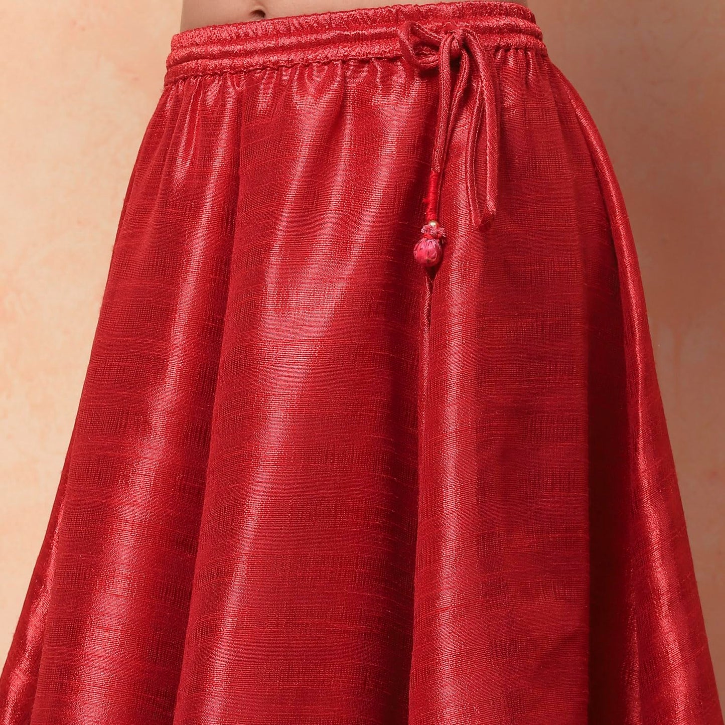 BIBA Girl Printed Flared Modal Readymade Lehenga Set(Kw4432_Red_7)