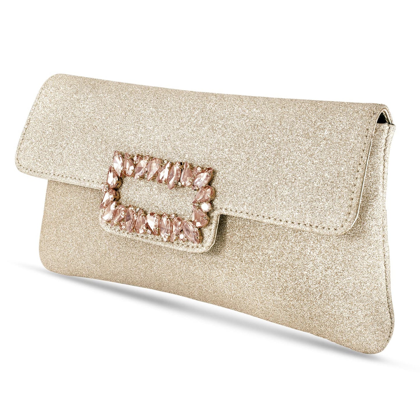 Peora Rose Gold Clutch Purses for Women Wedding Handmade Evening Handbags Party Bridal Clutch (C89C)