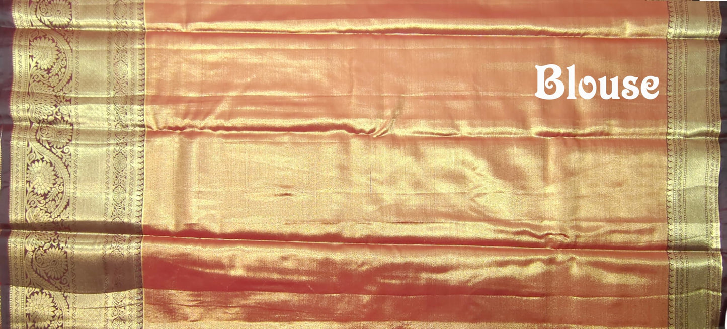 VFCollections Women's Kanchipuram Silk Pure Pattu Sarees With Blouse (VFC505-2)