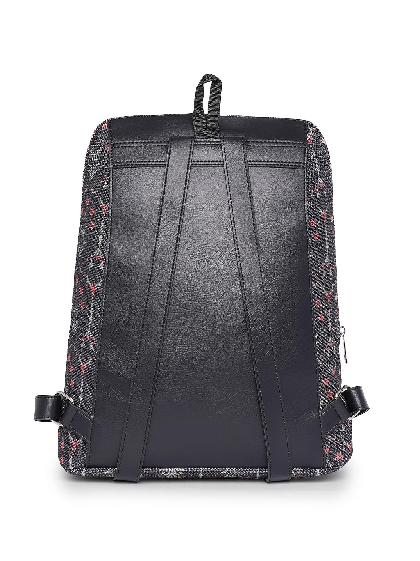 ZOUK Taj Guldasta Floral Printed Women Vegan Leather Black 14 inch, Stylish and Trendy College backpacks for girls - 15L