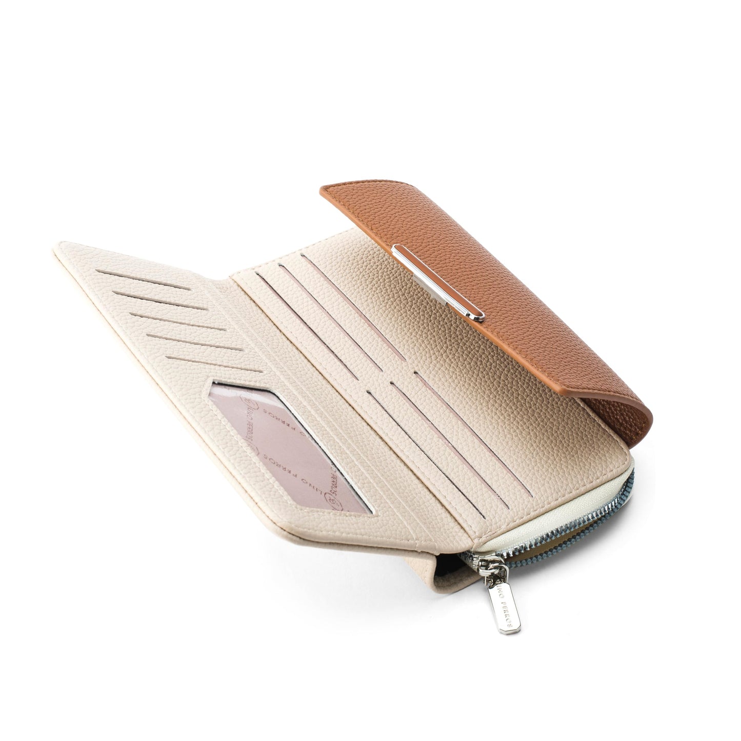 Lino Perros Womens Faux Leather Avril Dual Tone Daily Tan Wallet