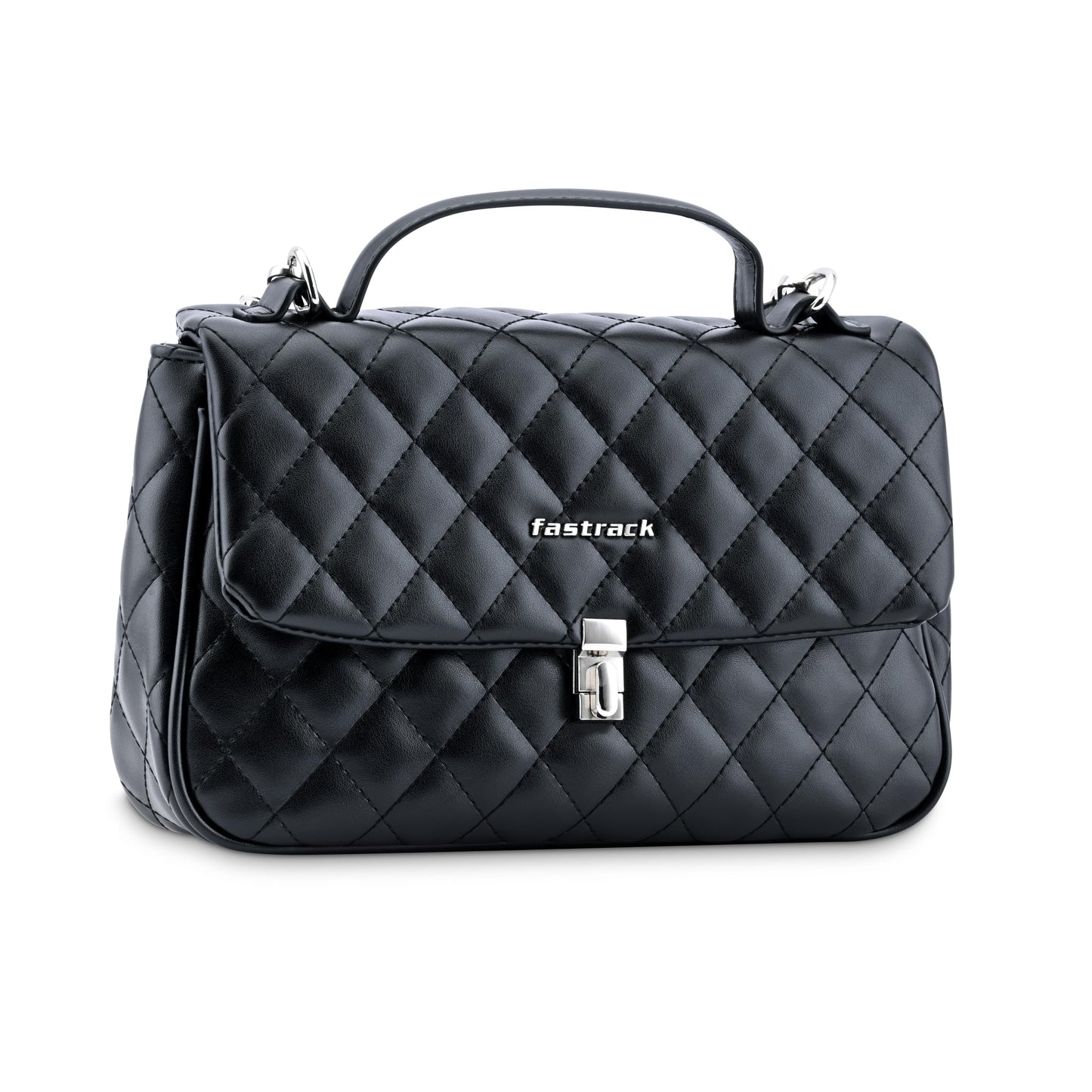 Fastrack Quilted Chic Satchel | Faux-Leather Women's Handbags| Ladies Purse Handbag | Satchel for Casual Carry