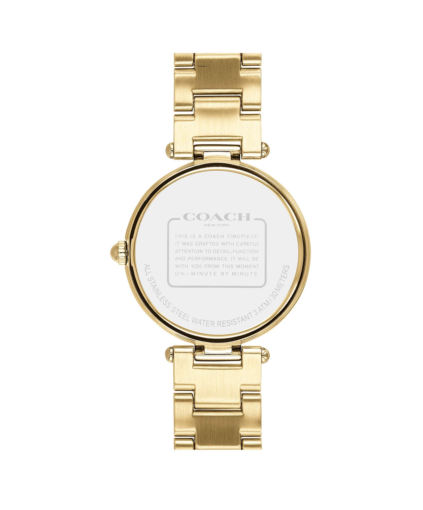 COACH Park Qtz Basic White Round Dial Women's Watch|Ionic Plated Thin Gold Steel & Crystals Material|Gold Color Band - 14503093