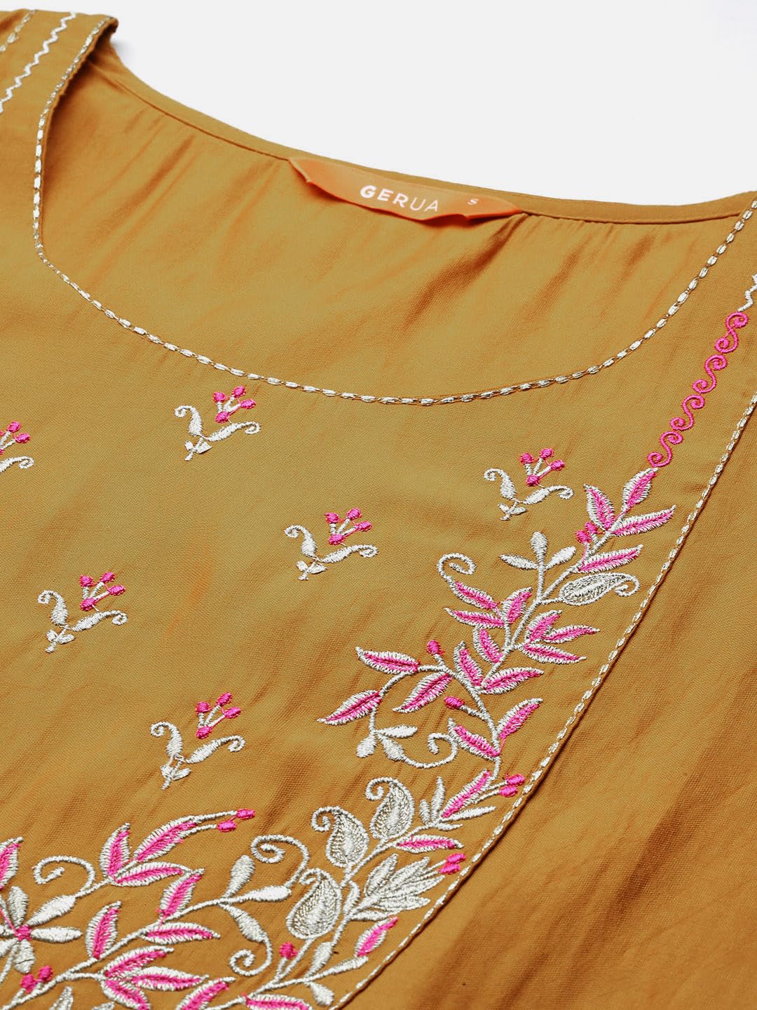 Libas Women's Silk Blend Kurta Sets (GS869_Mustard_S)